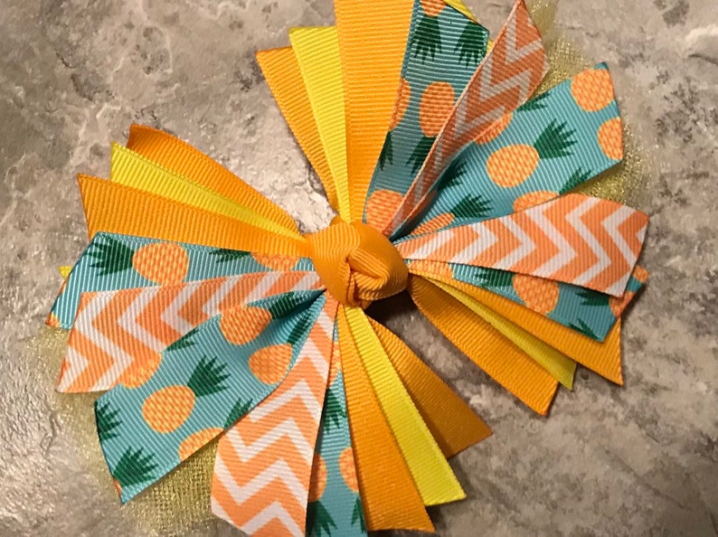 Pineapple Hairbow Pineapple Hair Bow Pineapple Ribbon Etsy