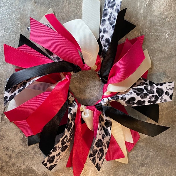 Choose Your Ribbon Scrunchie, Snow Leopard Ribbon, Streamers, Hair Tie, Hair Bow, Pony Tie, Cheetah Ribbon, Animal Print, Wildcat, Leopard