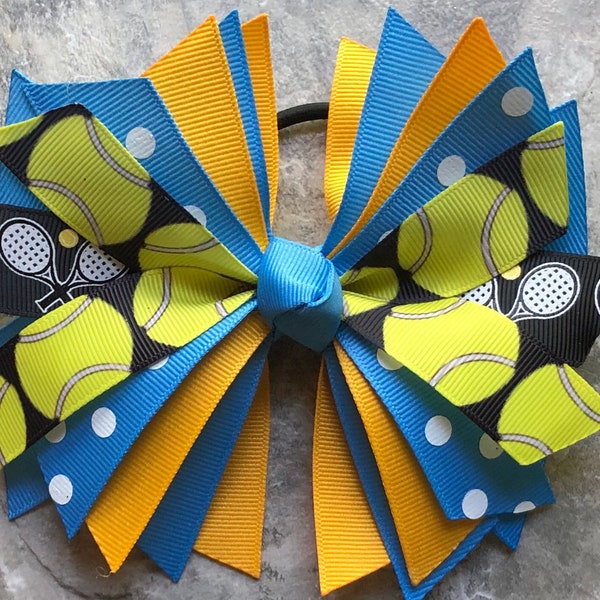 Tennis bow, Tennis hair bow, tennis gift, tennis streamer, tennis hair tie, tennis pony tie, tennis ribbon, tennis gift, UCLA tennis