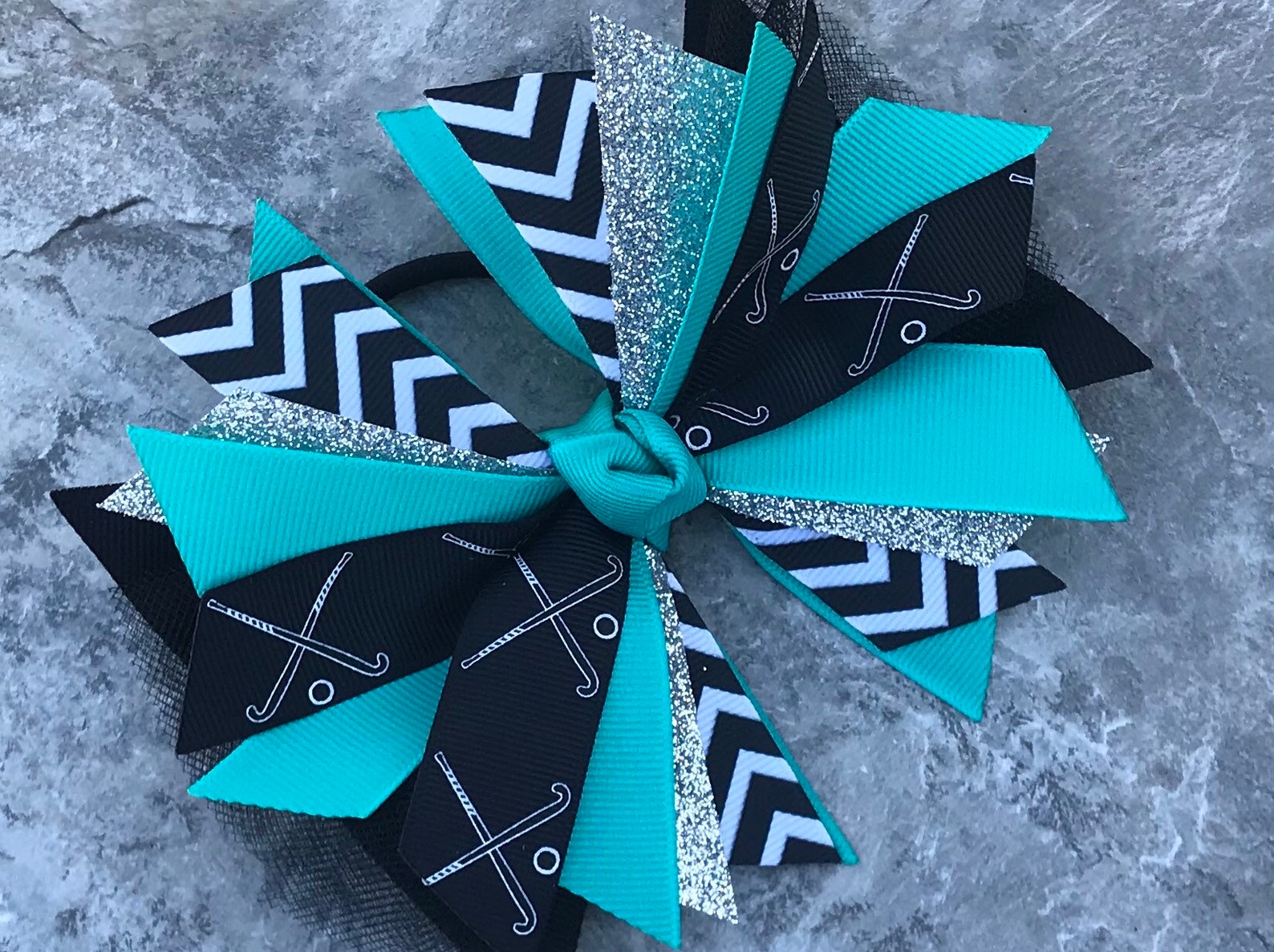 Teal Field Hockey Hair Bow Field Hockey Bow Hockey Pony Etsy