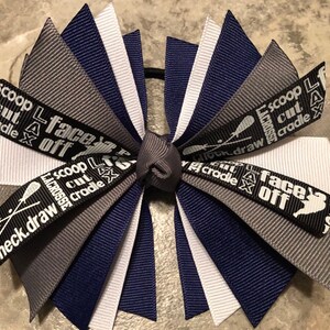 Navy and Gray Lacrosse bow - lacrosse hair bow - lacrosse ponytail ribbon - lacrosse pony tie - lacrosse hair tie - lacrosse ribbon - lax