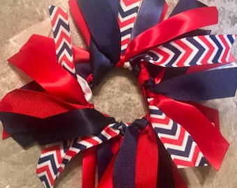 USA Hair Tie, 4th of July Pony Tie, 4th of July Scrunchie, Patriotic Ribbon, Red White Blue Bow, America Hair Tie, Independence Day, USA Bow