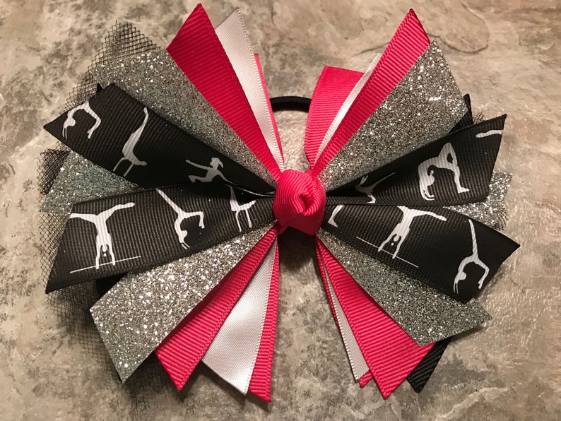 Gymnastics Hair Bow Gymnast Hair Bow Pink Gymnastics Bow Etsy