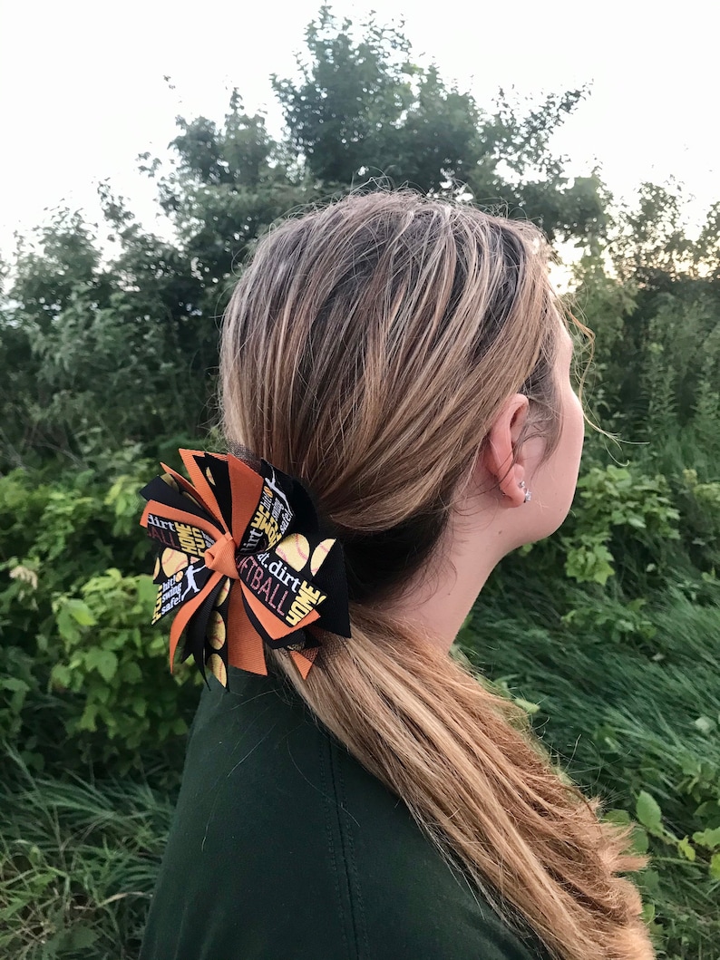 Softball Bow Softball Ribbon Pony Streamer Softball Hair Etsy