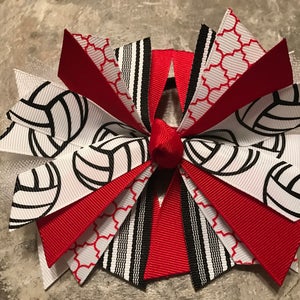 Volleyball Bow - Volleyball Hair Bow - Volleyball Ponytail Bow - Volleyball team bow - streamers - team bow - Volleyball Ribbon - hair tie