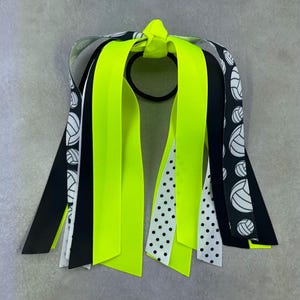 Choose Your Sport & Colors - Volleyball Pony Tie, Hair Streamer, Ponytail Ribbon, Hair Tie, Gymnastics, Football, Cheer, Soccer, Softball