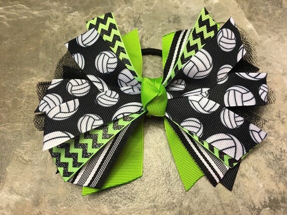 Volleyball Hair Bow Volleyball Bow Volleyball Ponytail Bow Etsy