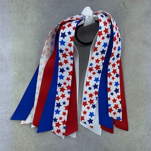 Choose Your Sport & Colors - Red White and Blue Hair Streamer, Softball Hair Ribbon, Kansas Hair Tie, Football, Volleyball, Track, Soccer