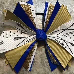 Lacrosse bow - lacrosse hair bow - lacrosse ponytail ribbon  - lacrosse hair tie - lacrosse ribbon - pony - Electric Blue - hair streamer