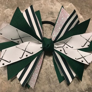 Field Hockey Hair Bow - Field Hockey Bow - Hockey Pony tie - Field Hockey ribbon - Hockey Hair Tie - Forest - Hunter - Green Field Hockey