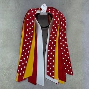 Choose Your Team Colors, Sport, Ribbons, and Length - Ribbon Streamer, Hair Ribbon, Hair Tie, Pony Tie, KC Chiefs, Kansas City Football