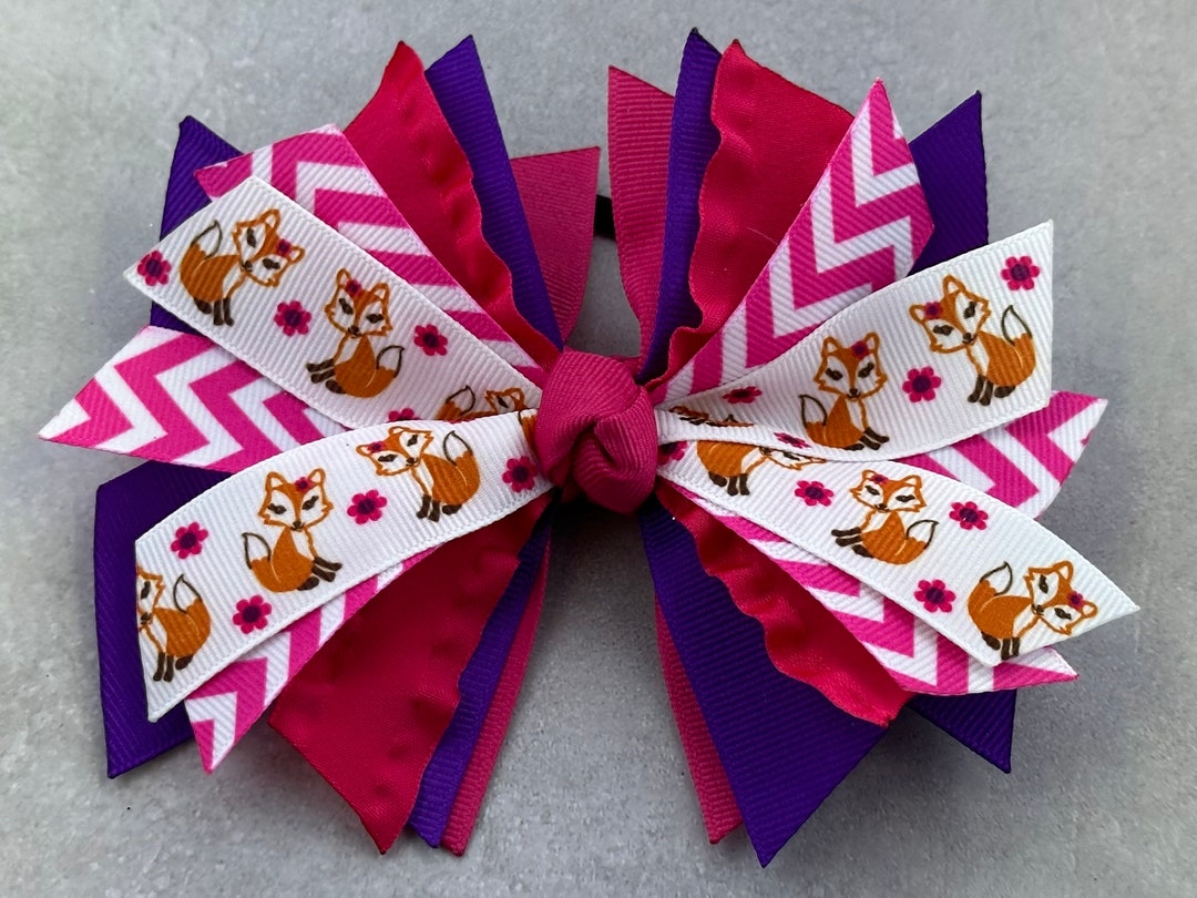 Fox Hair Bow, Fox Ribbon, Wildlife Ribbon, Fox Ponytail, Fox Gift ...