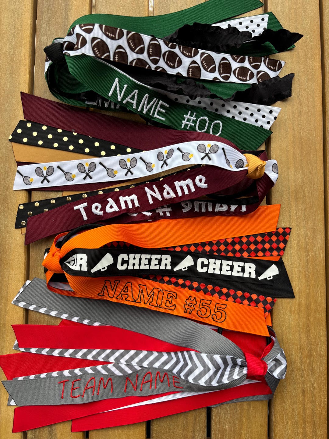 Customised Sport Ribbons Personalized Embroidered Sport Ribbon Streamer, Custom Hair Ties, Team ...