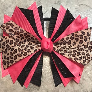 Choose Your Color Cheetah Hair Bow, Wildcat Ponytail Ribbon, Animal Print Bow, Leopard Print Bow, Hair Tie, Pony Tie, Cheetah Ribbon