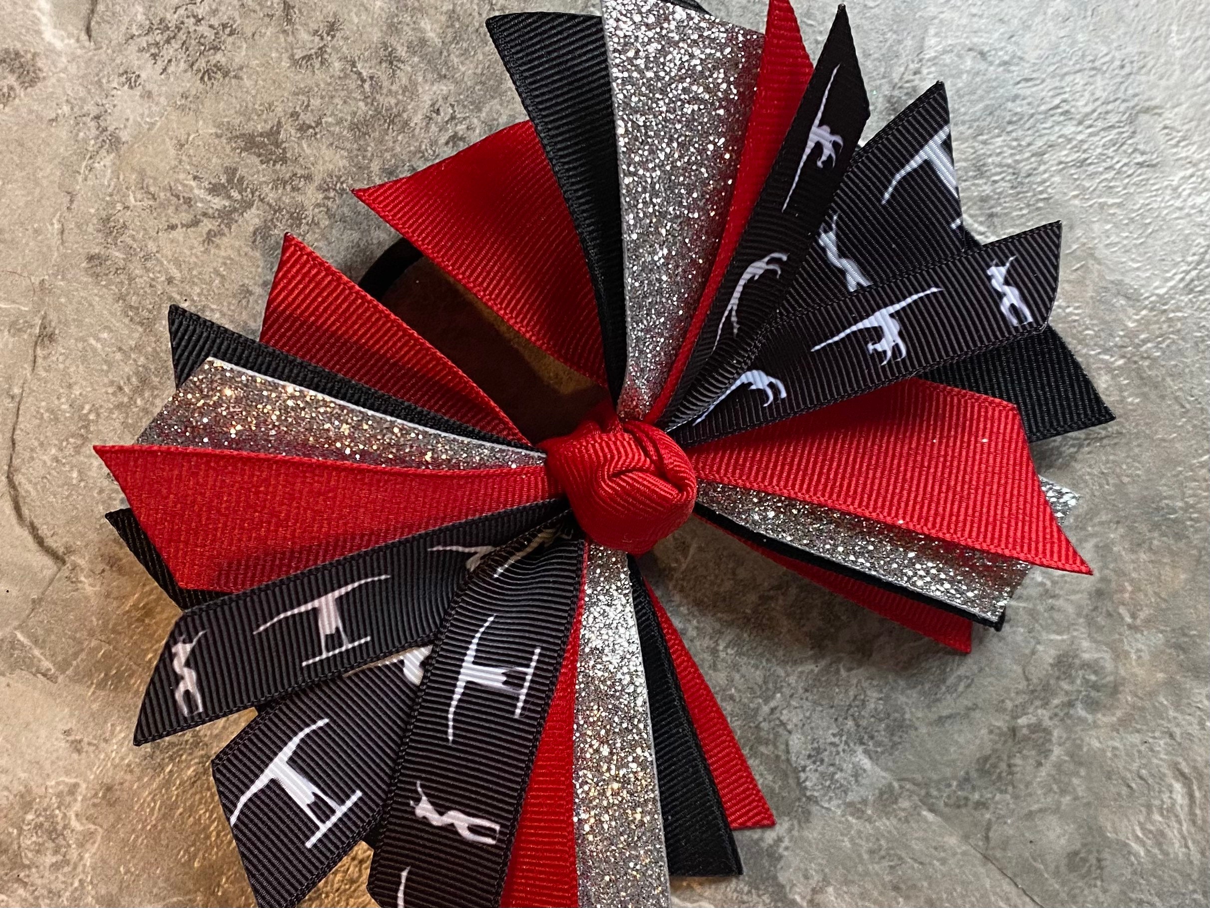 Gymnastics Red Ribbons, Gymnastic Red Black Bow, Sparkly Gymnastic Bow –  Accessories by Me, LLC
