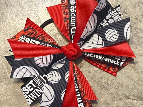 Volleyball Hair Bow, Volleyball Ribbon Ponytail, Volleyball Team Bows –  Accessories by Me, LLC