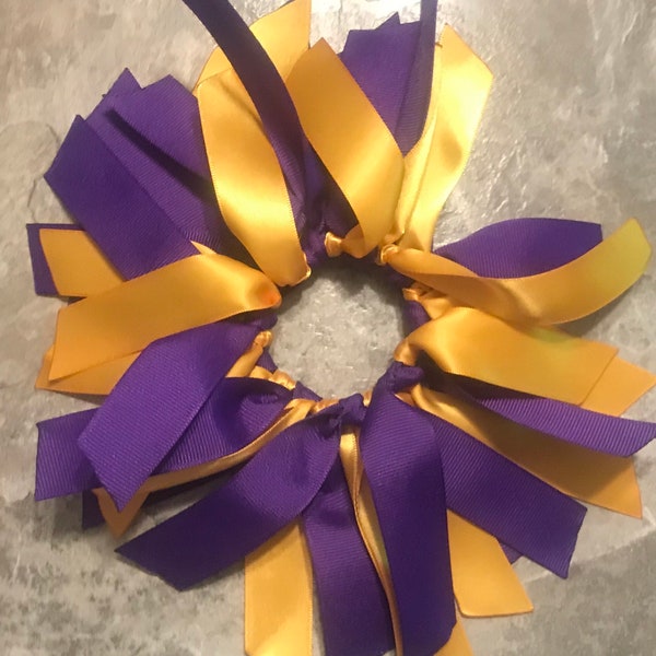 You Pick Colors Scrunchie - Purple and Yellow-Gold Hair Tie, LSU Tigers, Louisiana State, Volleyball, Football, Softball, Lacrosse, Cheer