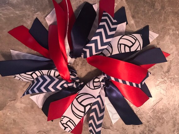 Volleyball Hair Tie Volleyball Ribbon Hair Bow Scrunchie Etsy