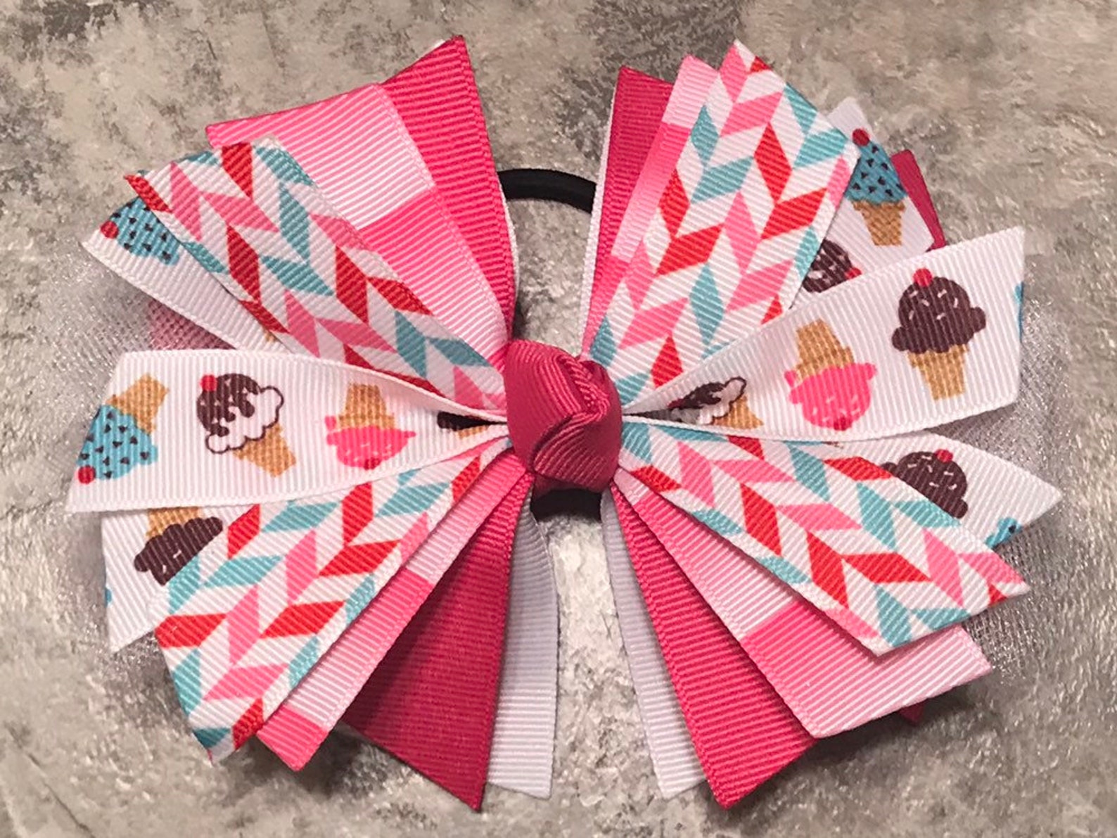 Ice Cream Hair Bow Ice Cream Bow Ice Cream Ribbon Ice Cream Etsy