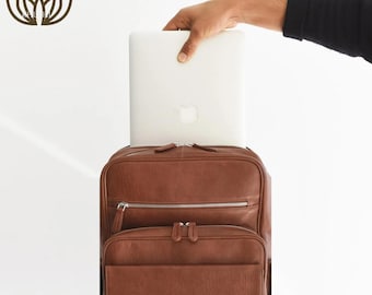 Handmade Full Grain Leather Laptop Backpack 17 Inch, Leather Work Backpack, Travel Backpack, Office Bag, College Backpack Gift
