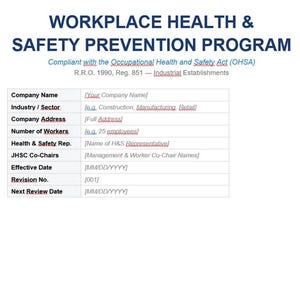 Safety Prevention Program OHSA