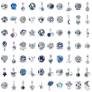 Pandora Charms, 925 Sterling Silver Blå Charm Pärlor till Pandora Armband, Välj Din Charm, Celestial Ocean Travel Star Present till Henne