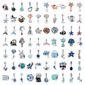 Berloques Pandora, Berloques Oceano em Prata de Lei 925 para Pulseira Pandora, Escolha o Seu Berloque, Berloques de Viagem com Sereia e Estrela-do-mar, Presente de Verão para Ela