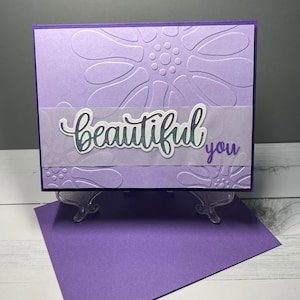 Purple Floral Embossed Birthday Card