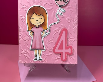 Boy/Girl, Age Birthday Card with Balloon