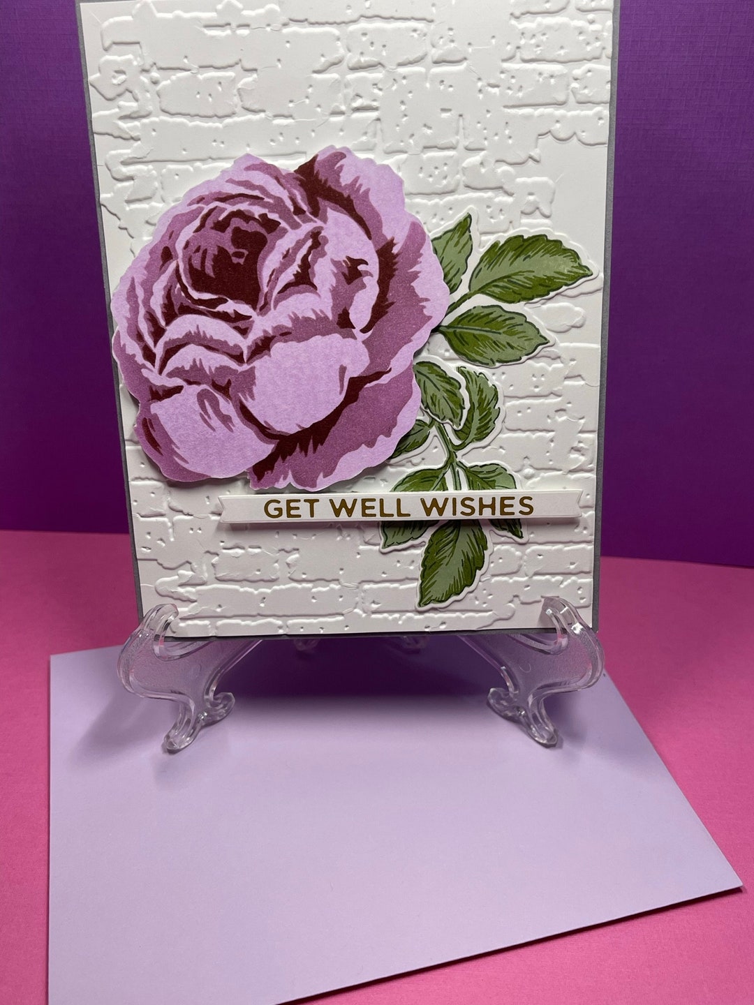 Purple Rose Get Well Wishes Card Etsy