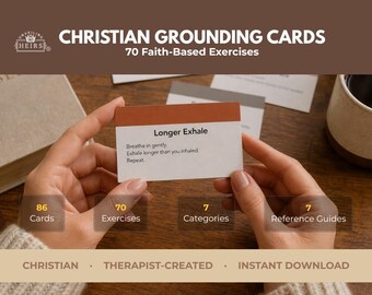Christian Grounding Cards, 70 Exercises + Dividers & Quick Reference Guides, Stress Relief Scripture Exercises (Printable PDF)