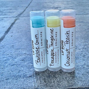 Lip Bomb Balm | Bubble Gum, Pineapple Tangerine, Coconut Peach | All Natural Skincare