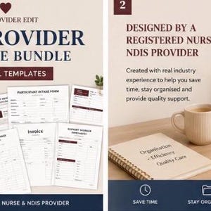 Pode incluir: Um pacote de modelos digitais para provedores NDIS com 8 documentos essenciais, incluindo formul&aacute;rio de admiss&atilde;o, fatura e planejador semanal. Os modelos s&atilde;o edit&aacute;veis no Canva e criados por um enfermeiro profissional.