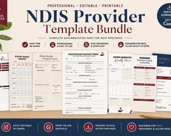 NDIS Provider Template Bundle | Support Worker Notes, Intake Form, Progress Notes (Digital Download)