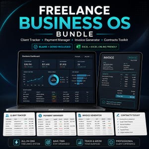 Freelance Business OS Bundle — Client Tracker, Payment Manager, Invoice Generator, Contracts & Financial Freedom Dashboard