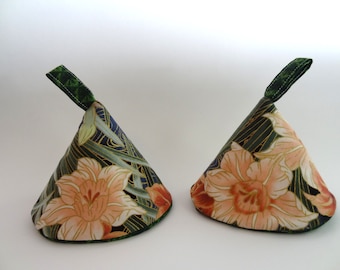 Potholder Cone Shape Pot Lid Handle Holder Pan Handle Handmade Set of Two  Kitchen Decor Gift Exchange Housewarming Gift Stocking Stuffer.