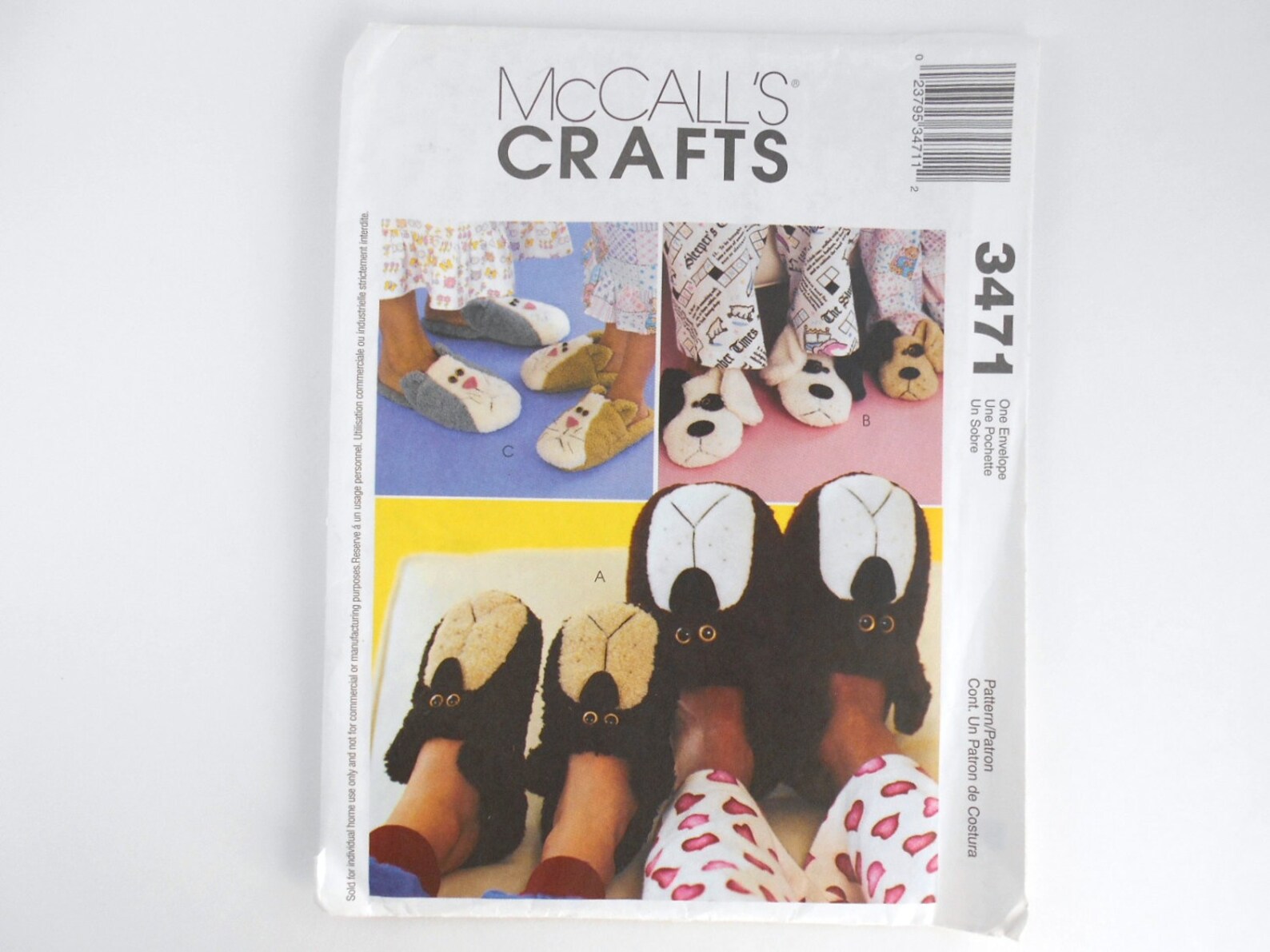 Pattern Mccalls Craft Number 3471 Adults and Children Slippers Sewing ...