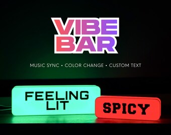 Vibe Bar カスタムLEDサイン | パーソナライズされたRGBカラーチェンジライトボックス | 音楽に反応するパーティーデコレーション