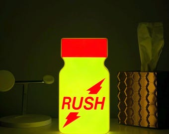 カスタマイズ可能なRUSH風ライトボックス｜カスタムネームLEDサイン｜3Dプリント調光機能付きデスク＆ウォールデコレーション