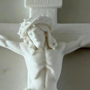 White Crucifix Wall Cross | Detailed Jesus on Cross INRI | 3D Printed Catholic image 6