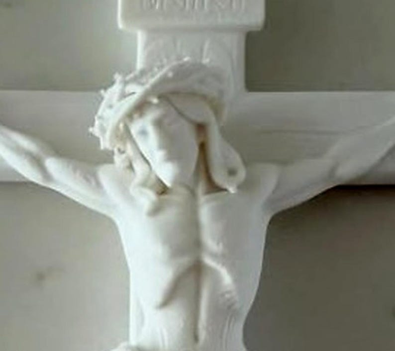 White Crucifix Wall Cross | Detailed Jesus on Cross INRI | 3D Printed Catholic image 6