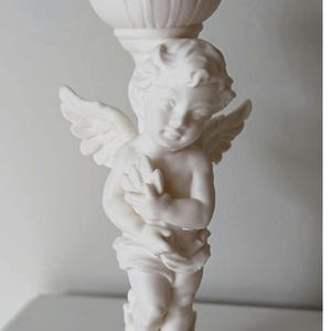 3D Printed Cherub Angel Candle Holder | Baroque Pillar Candlestick, Catholic Decor image 2