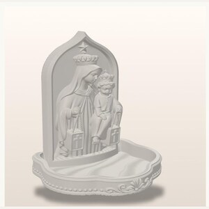 Vår Fru av Karmelberget Rosenkranshållare, 3D-tryckt katolsk staty, hemaltare bild 3