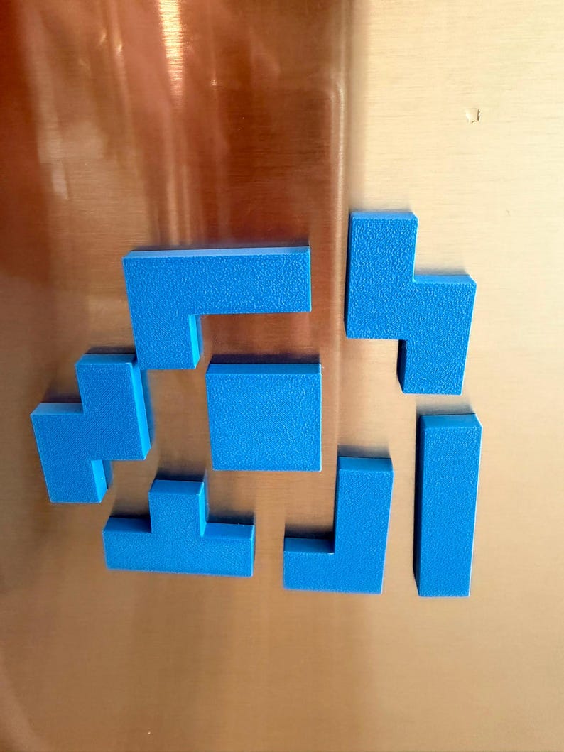 Retro blokpuzzel koelkastmagneten afbeelding 1