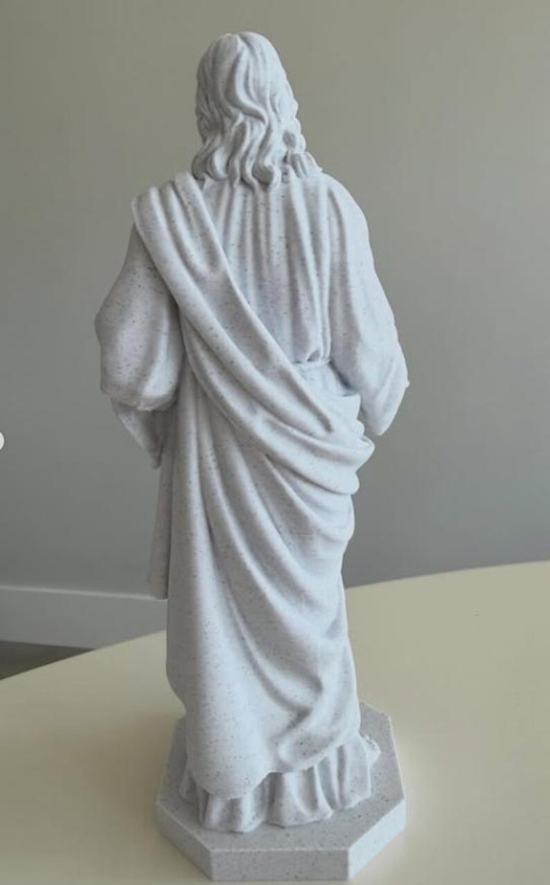 Sacred Heart of Jesus Statue | 3D Printed Catholic Figurine, Stone Finish Home Altar Decor image 2