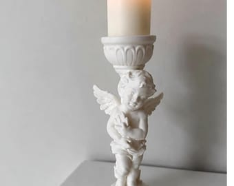 3D Printed Cherub Angel Candle Holder | Baroque Pillar Candlestick, Catholic Decor