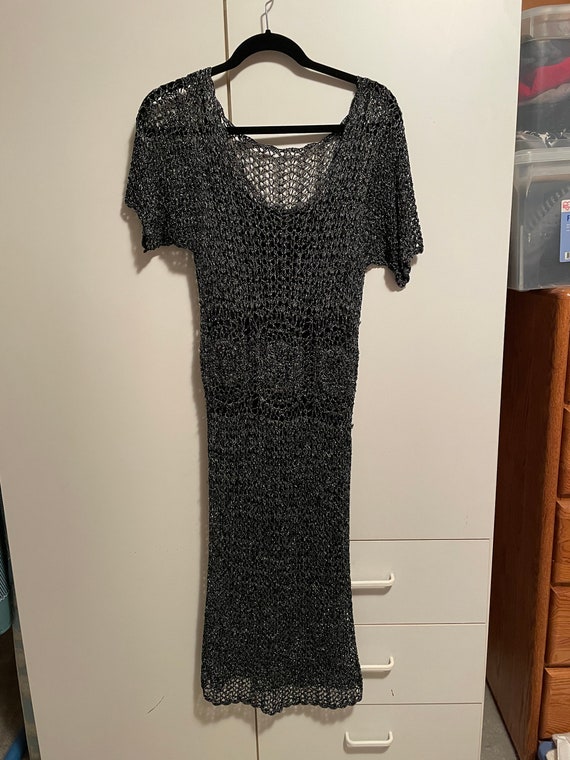 Crocheted Black and Silver dress.