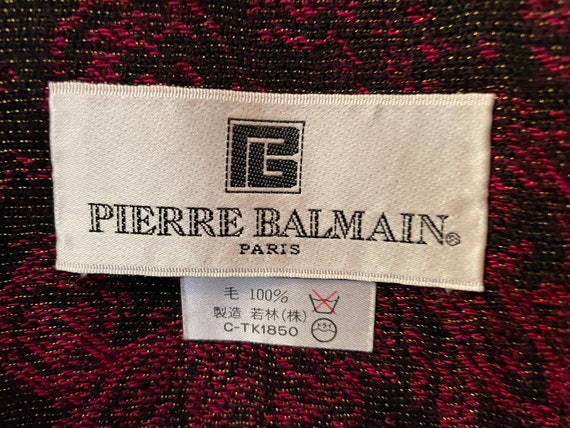 Wool Scarf/Shawl, Red and black by Pierre Balmain. - image 8