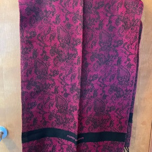 Wool Scarf/Shawl, Red and black by Pierre Balmain.