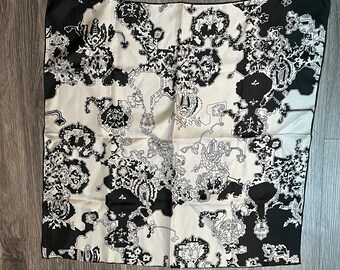 Black and White Silk Scarf.